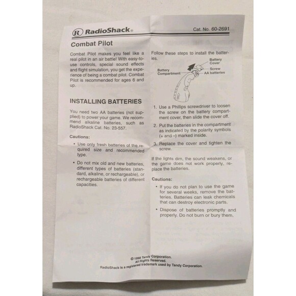 Vintage Radio Shack LCD Combat Pilot Game MIB Tandy Handheld Electronic Game - Picture 9 of 13